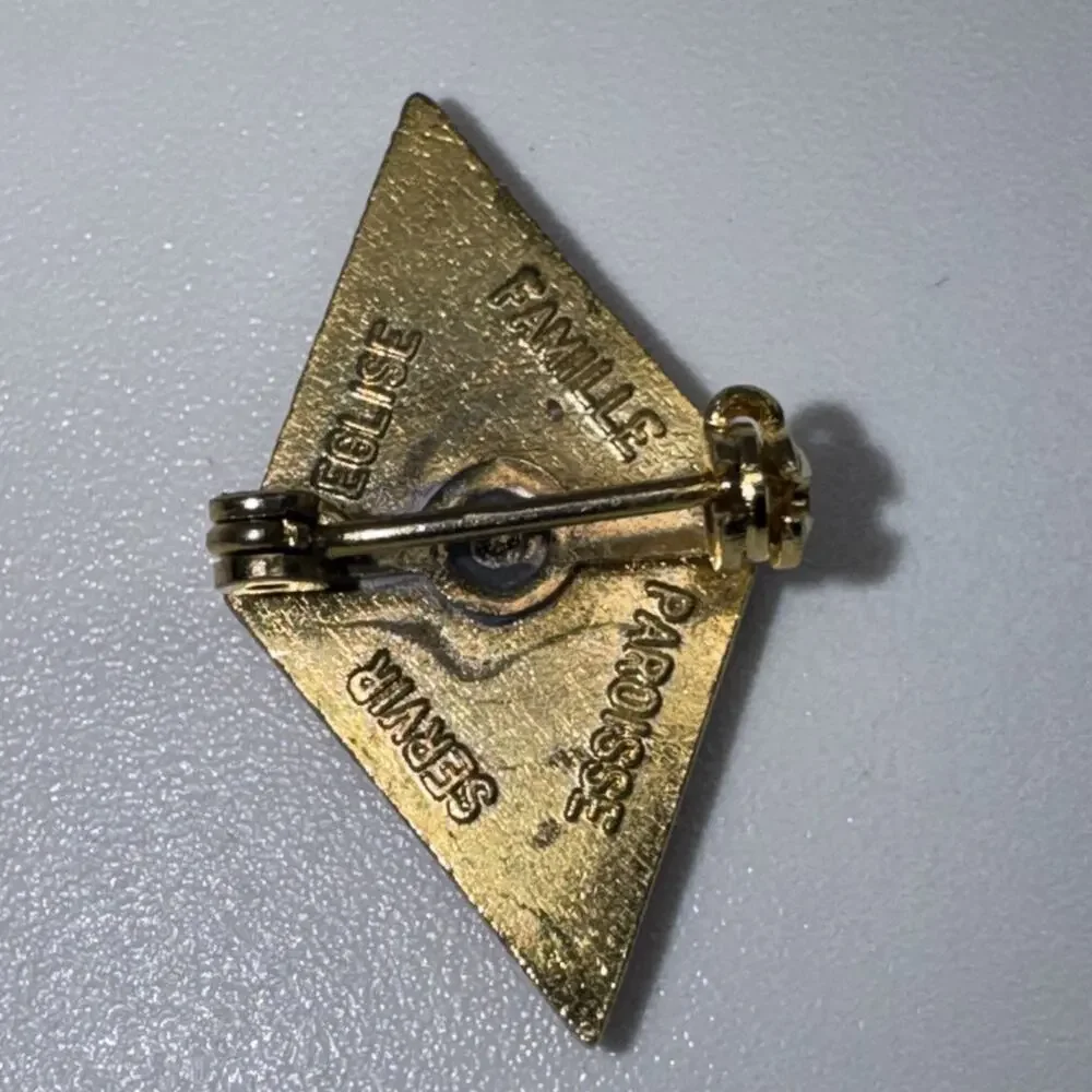 Vintage Dames of Saint Anne Red Enamel Lapel Pin Brooch Gold Tone